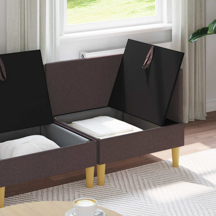 Modulsoffor med förvaring 4 pcs Mörkbrun Tyg