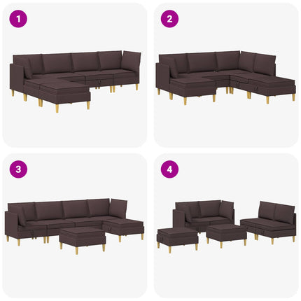 Modulsoffor med förvaring 6 pcs Mörkbrun Tyg