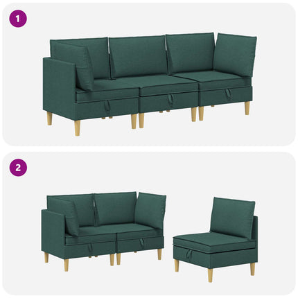 Modulsoffor med förvaring 3 pcs Mörkgrön Tyg