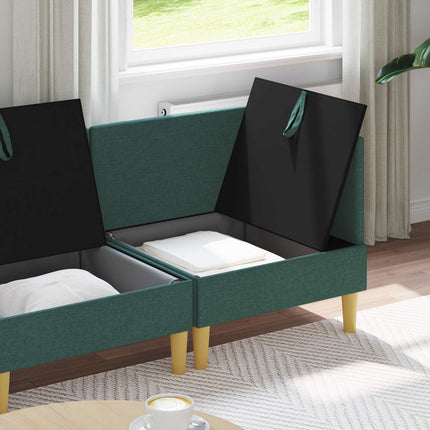 Modulsoffor med förvaring 4 pcs Mörkgrön Tyg