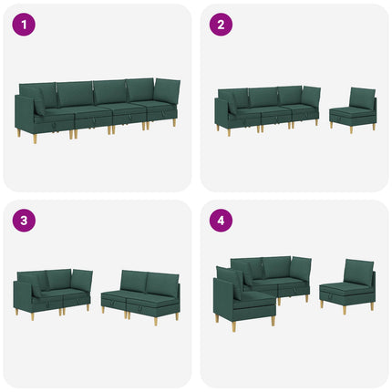 Modulsoffor med förvaring 4 pcs Mörkgrön Tyg