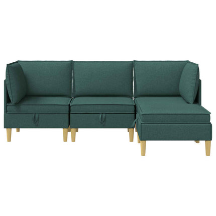 Modulsoffor med förvaring 4 pcs Mörkgrön Tyg