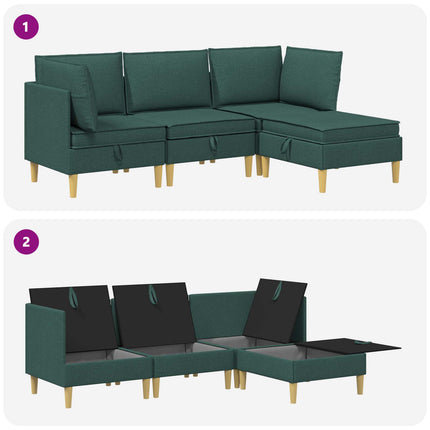 Modulsoffor med förvaring 4 pcs Mörkgrön Tyg