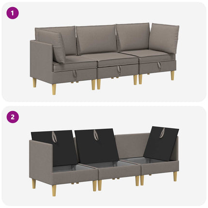Modulsoffor med förvaring 3 pcs Taupe Tyg