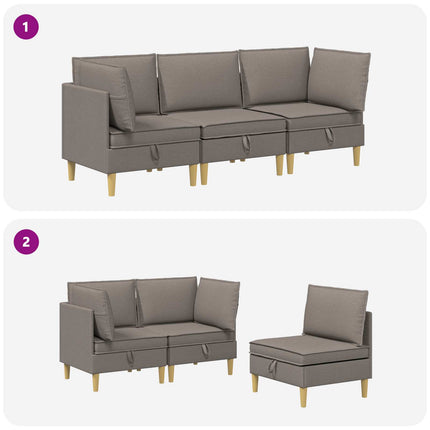 Modulsoffor med förvaring 3 pcs Taupe Tyg
