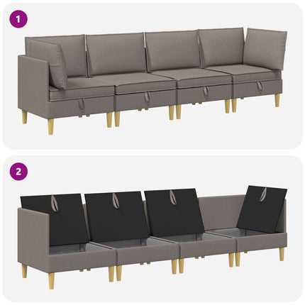 Modulsoffor med förvaring 4 pcs Taupe Tyg