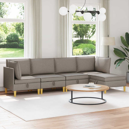Modulsoffor med förvaring 5 pcs Taupe Tyg