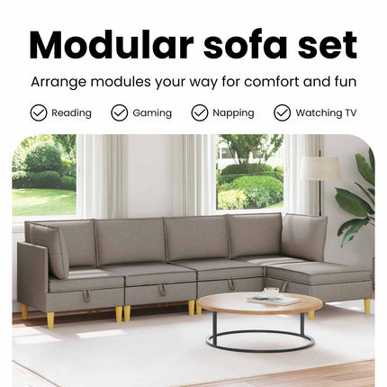 Modulsoffor med förvaring 5 st Taupe Tyg