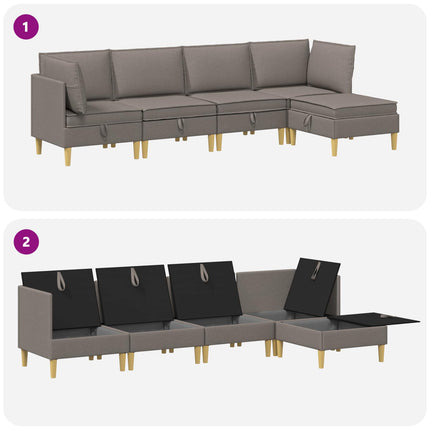 Modulsoffor med förvaring 5 pcs Taupe Tyg