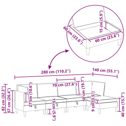 Modulsoffor med förvaring 5 pcs Taupe Tyg