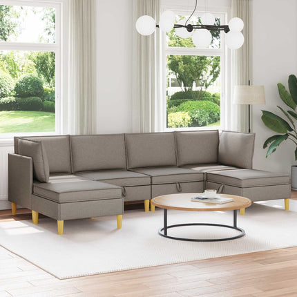 Modulsoffor med förvaring 6 pcs Taupe Tyg