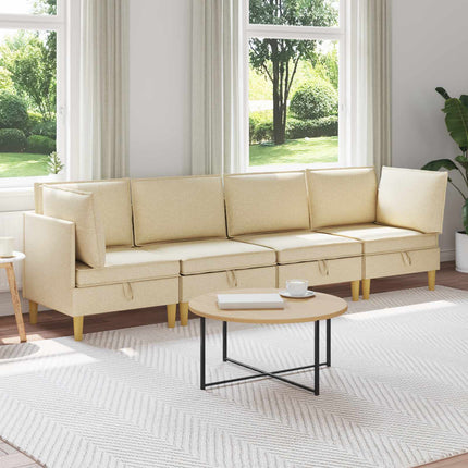 Modulsoffor med förvaring 4 pcs Gräddvit Tyg