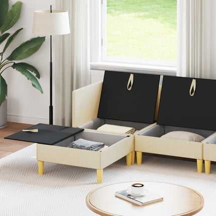 Modulsoffor med förvaring 6 pcs Gräddvit Tyg