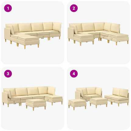 Modulsoffor med förvaring 6 pcs Gräddvit Tyg
