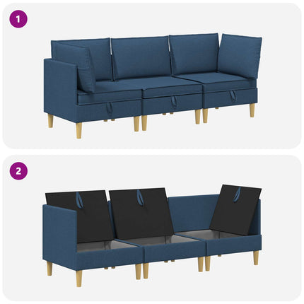 Modulsoffor med förvaring 3 pcs Blå Tyg