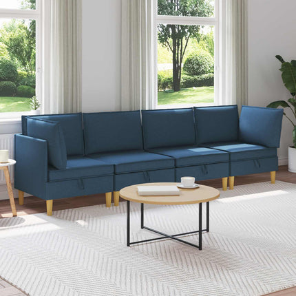 Modulsoffor med förvaring 4 pcs Blå Tyg