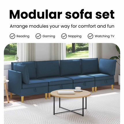 Modulsoffor med förvaring 4 st Blå Tyg