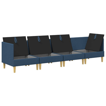 Modulsoffor med förvaring 4 pcs Blå Tyg
