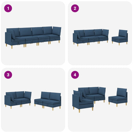 Modulsoffor med förvaring 4 pcs Blå Tyg