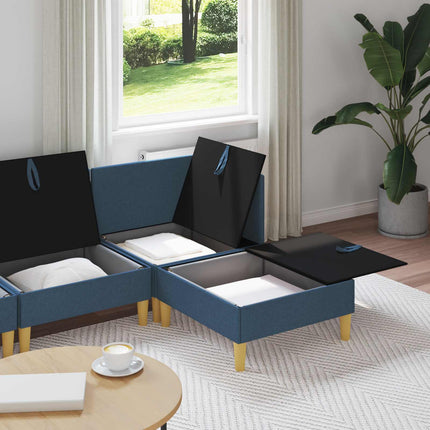 Modulsoffor med förvaring 4 pcs Blå Tyg