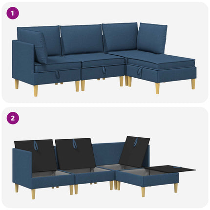 Modulsoffor med förvaring 4 pcs Blå Tyg