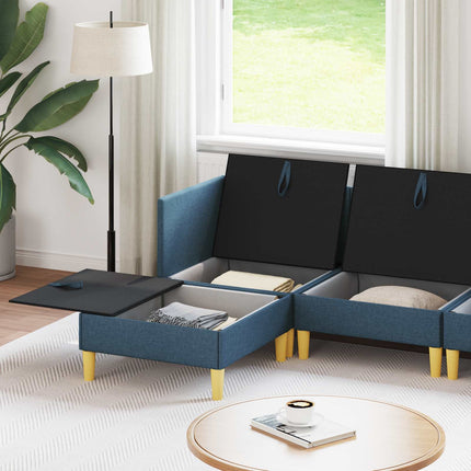 Modulsoffor med förvaring 5 pcs Blå Tyg