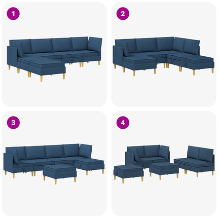 Modulsoffor med förvaring 6 pcs Blå Tyg