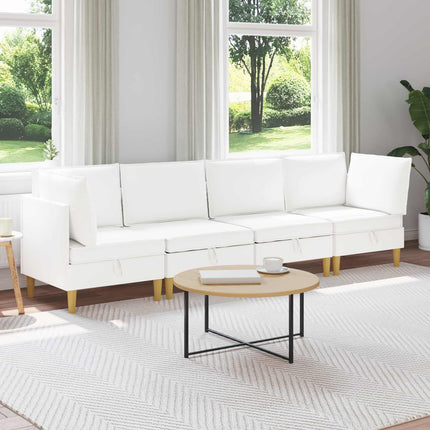 Modulsoffor med förvaring 4 pcs Vit Tyg