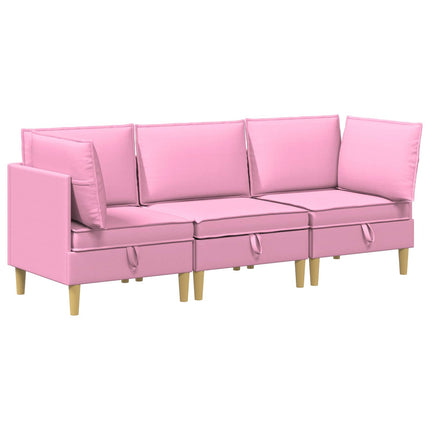 Modulsoffor med förvaring 3 pcs Rosa Tyg