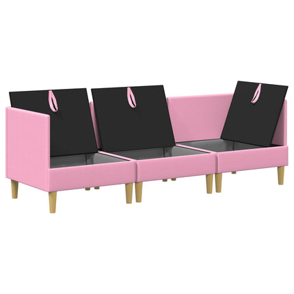 Modulsoffor med förvaring 3 pcs Rosa Tyg
