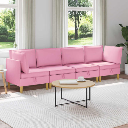 Modulsoffor med förvaring 4 pcs Rosa Tyg
