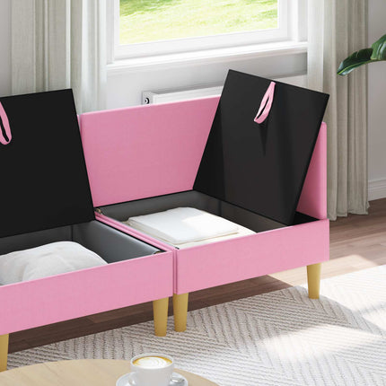 Modulsoffor med förvaring 4 pcs Rosa Tyg