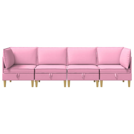 Modulsoffor med förvaring 4 pcs Rosa Tyg