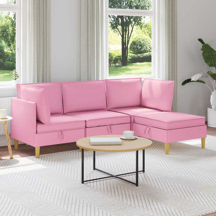 Modulsoffor med förvaring 4 pcs Rosa Tyg