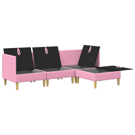 Modulsoffor med förvaring 4 pcs Rosa Tyg