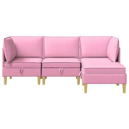 Modulsoffor med förvaring 4 pcs Rosa Tyg
