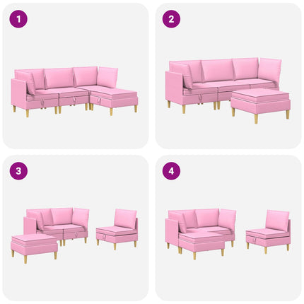 Modulsoffor med förvaring 4 pcs Rosa Tyg