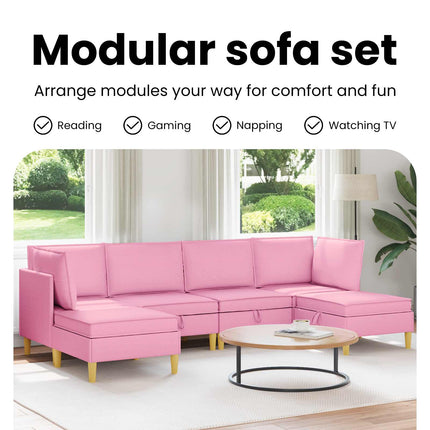 Modulsoffor med förvaring 6 st Rosa Tyg