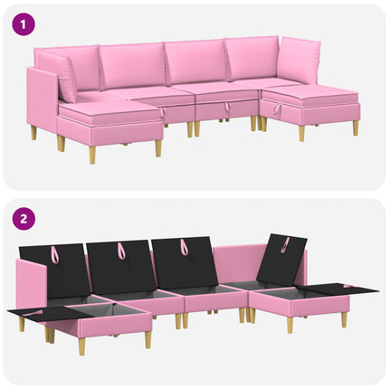 Modulsoffor med förvaring 6 pcs Rosa Tyg