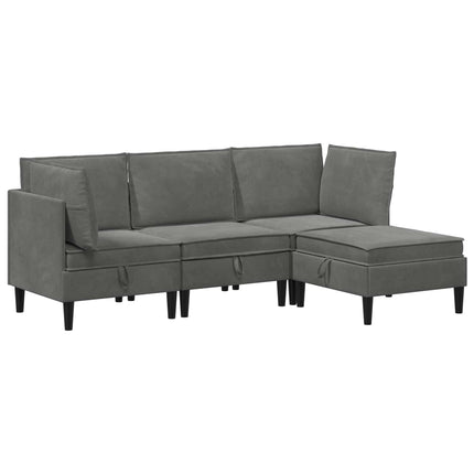 Möbelset för vardagsrummet med kudde 4 pcs Mörkgrå Sammet