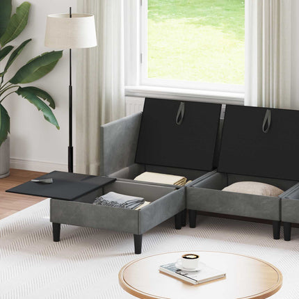 Möbelset för vardagsrummet med kudde 5 pcs Mörkgrå Sammet