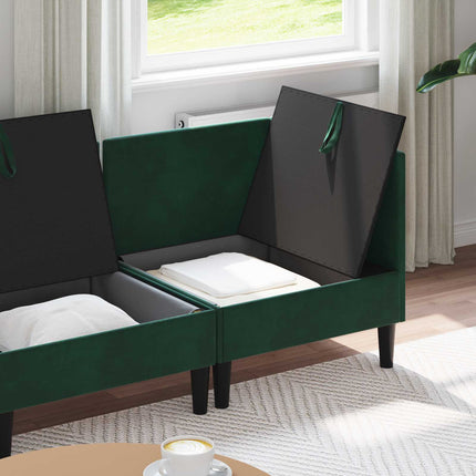 Möbelset för vardagsrummet med kudde 3 pcs Mörkgrön Sammet