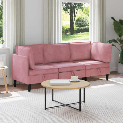 Möbelset för vardagsrummet med kudde 3 pcs Rosa Sammet