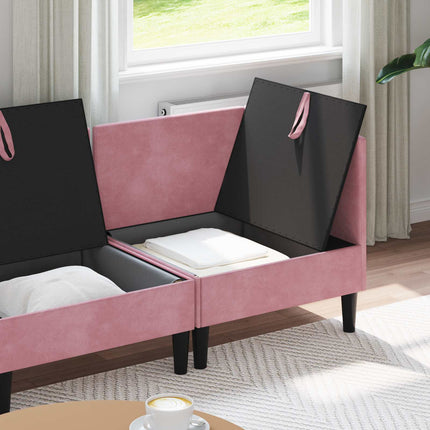 Möbelset för vardagsrummet med kudde 4 pcs Rosa Sammet
