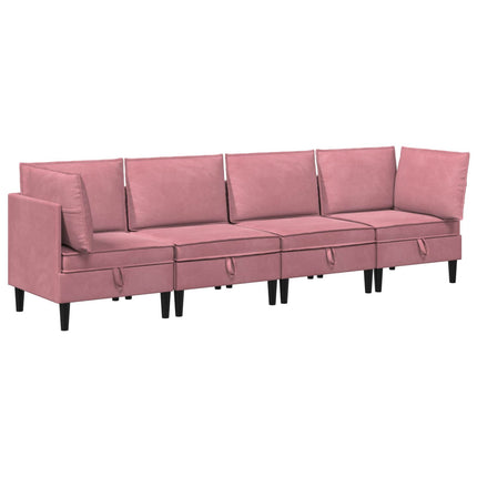 Möbelset för vardagsrummet med kudde 4 pcs Rosa Sammet