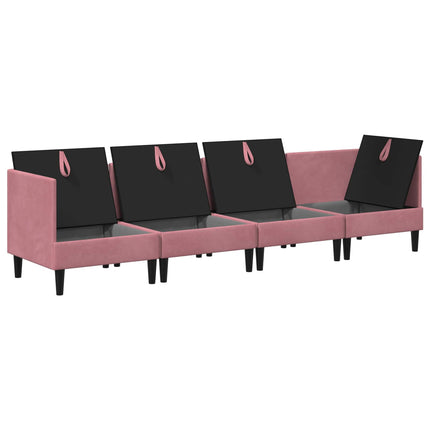 Möbelset för vardagsrummet med kudde 4 pcs Rosa Sammet