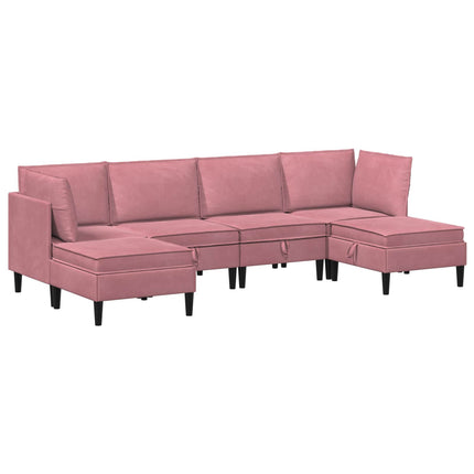 Möbelset för vardagsrummet med kudde 6 pcs Rosa Sammet