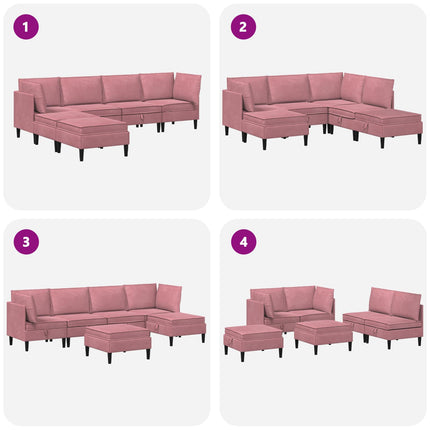 Möbelset för vardagsrummet med kudde 6 pcs Rosa Sammet