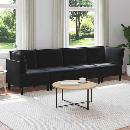 Möbelset för vardagsrummet med kudde 4 pcs Svart Sammet