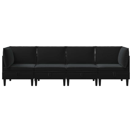 Möbelset för vardagsrummet med kudde 4 pcs Svart Sammet